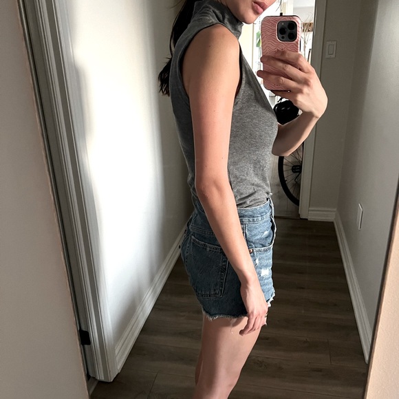 Velvet cotton blend turtleneck top - Picture 3 of 7